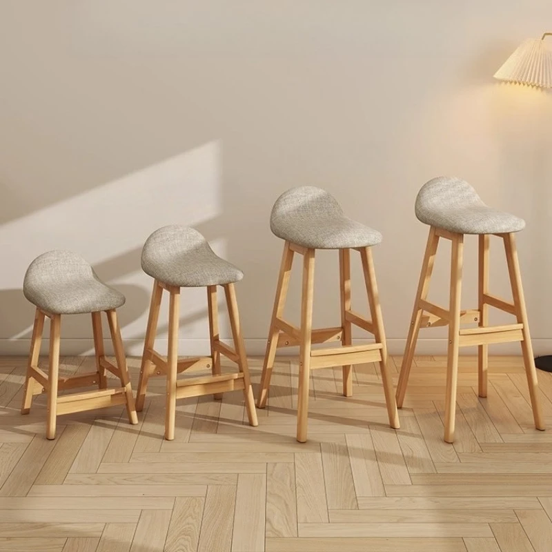 

Solid wood bar chair Home office High stool Desk back Nordic modern simple log style high chair