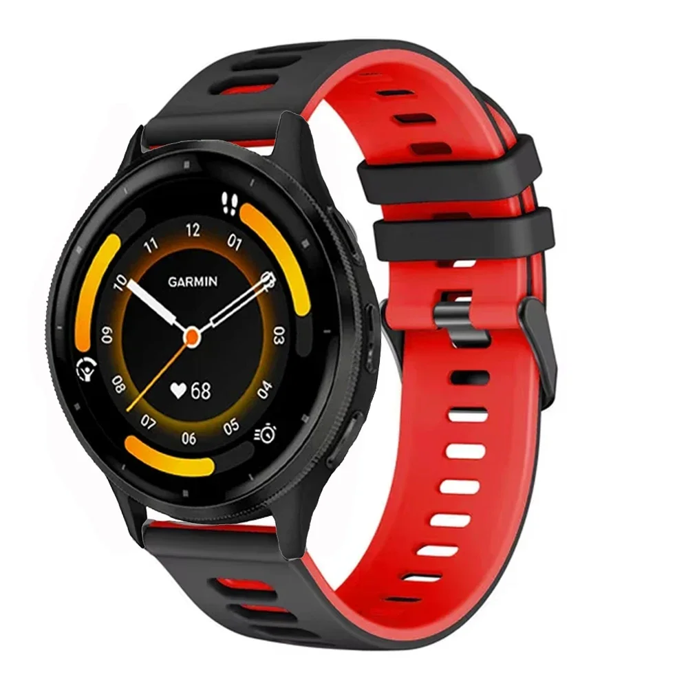 20 mm 22 mm zweifarbiges Silikonarmband für Garmin Forerunner 265 165 55 965 955 255 570 970 Armband Armband Garmin Venu 4/3 Gürtel – Detail 11