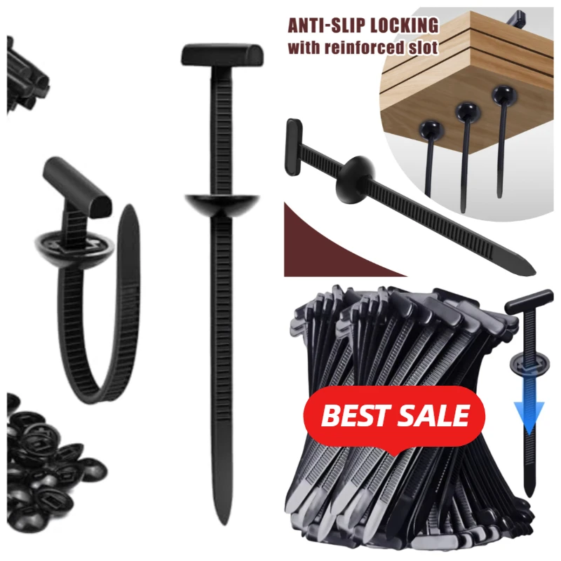 Nylon Universal Cable Tie Buckle-Heavy Duty Zip Ties Holder with Pin & Button Design Plastic Cable Ties Tool Fasteners Car Body