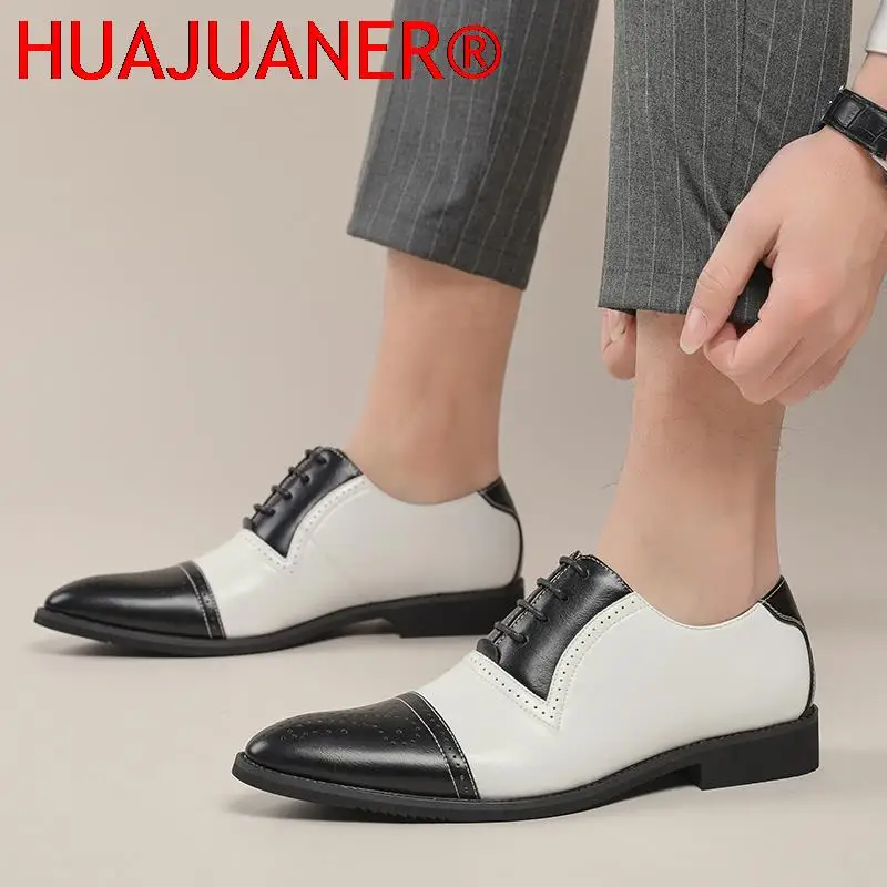 Brand Men Loafers Shoes Mens Slip on Shoes Mix Color Casual Patent Leather Oxford Lace-up Dress Office Business Wedding Footwear