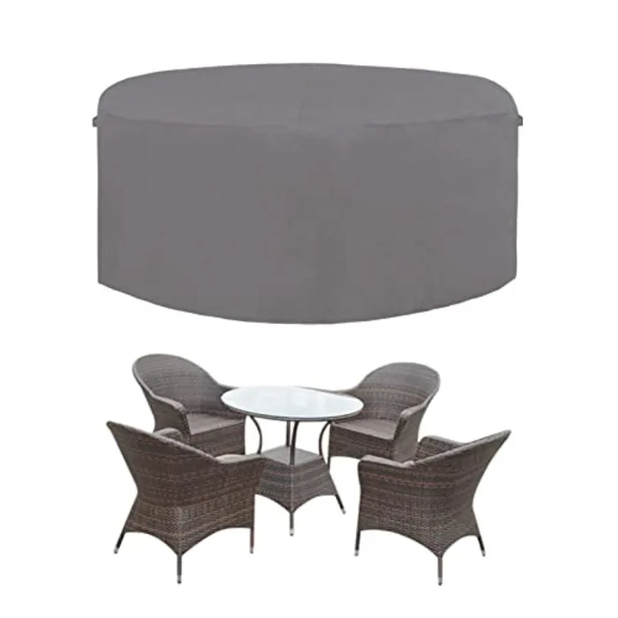 

600D Heavy Duty Round Patio Furniture Cover Outdoor Table and Chair Set Waterproof Sectional Cover 62"DIAx 28"H