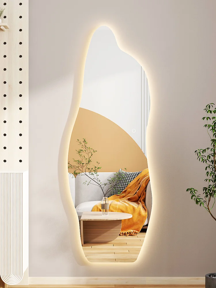 Cloud Mirror Dressing Wall Hanging Clothing Shop Irregular Shaped Floor Mirror with Lamp