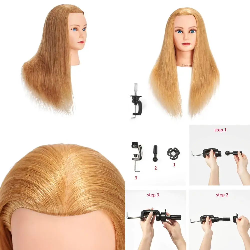 

24-26 Inch Full Human Hair Cosmetology Training Mannequin with Free Clamp