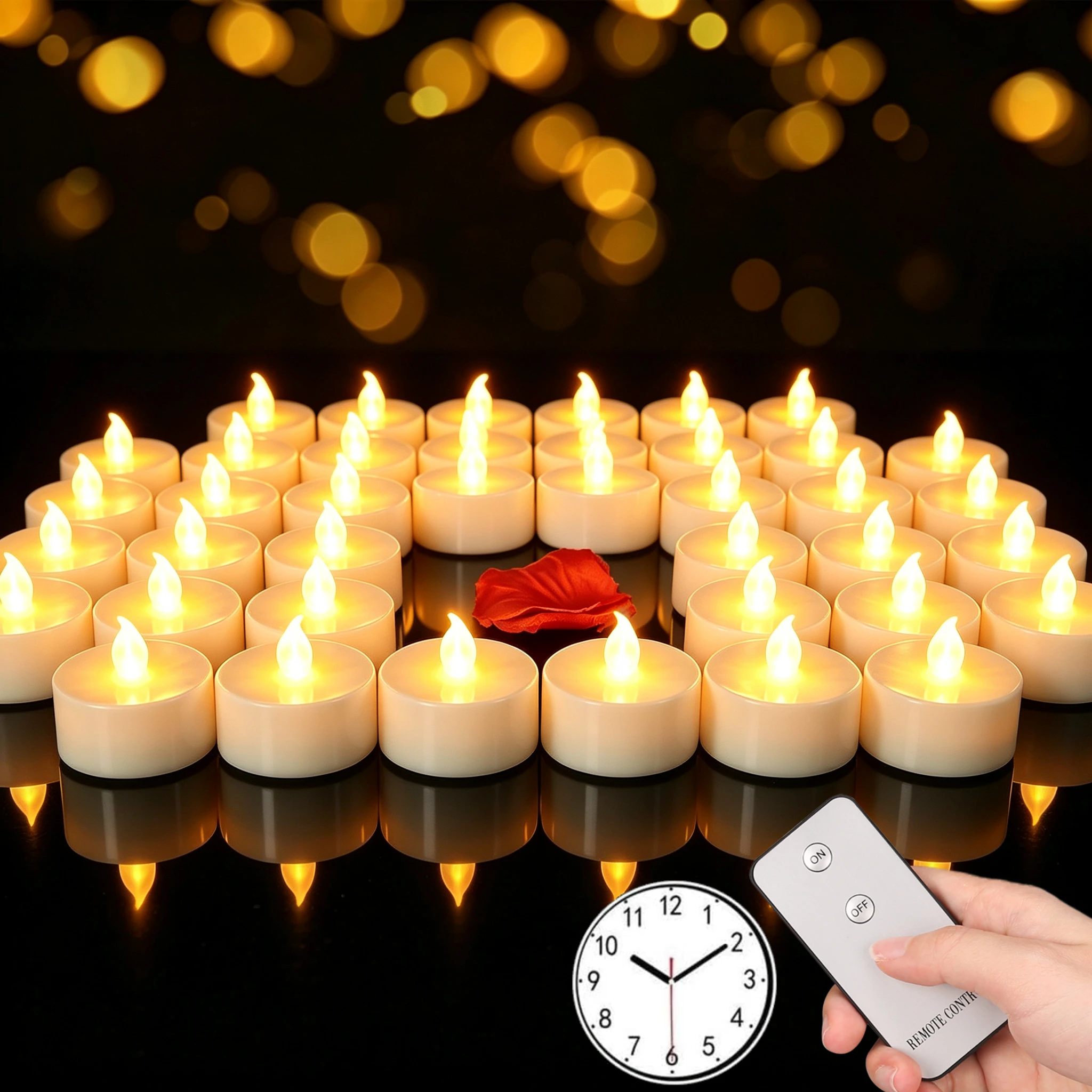 Flameless Led Tea Light Battery-Powered Flickering Candles for Valentine's Day Christmas Children & Pet Friendly Candle Light