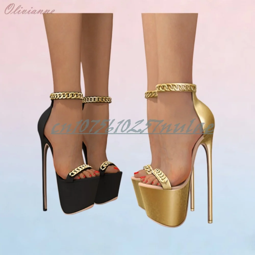 

Front Metal Chain Decor Sexy Sandals Platform Stage Dance Sexy Stiletto High Heel Hot Girls Women Shoes 2026 Women Dance Shoes