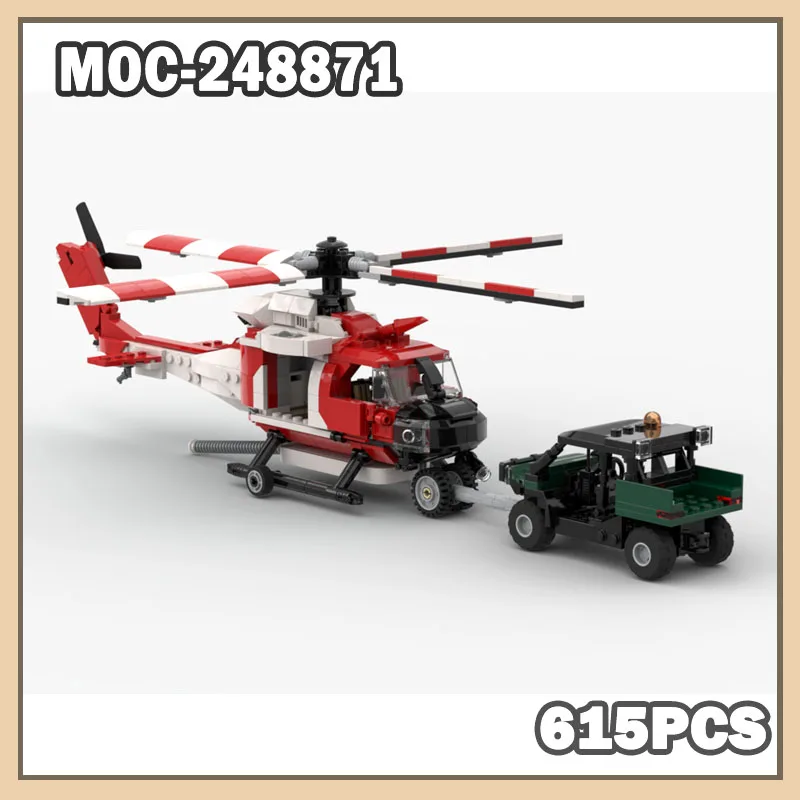 

MOC-248871 Helicopter Building Block Ground Support ATV Small Particle Building Blocks Creative Toys DIY Handmade Gifts 615PCS