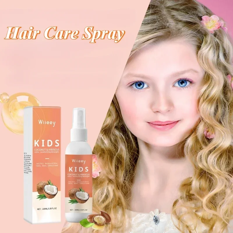 Kids Detangling Spray Frizzy Hair Detangler Tangle Tamer Knots Remover Tangle-Free Hair Care Coconut Oil for Toddlers Girls