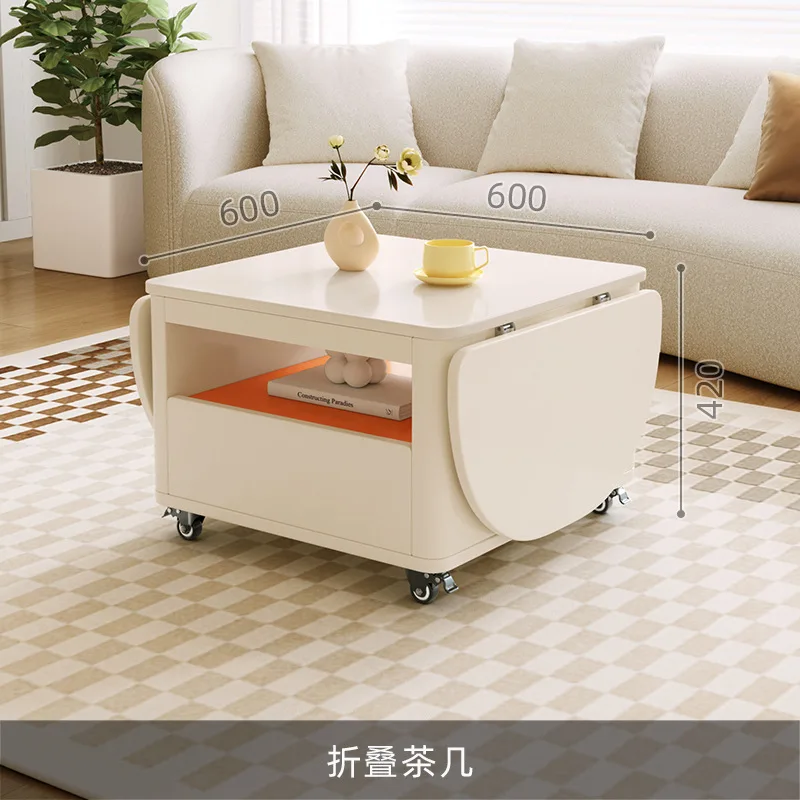 AOLIVIYA Tea Coffee Table Nightstand Storage Rack Sofa Corner Side End Stand Folding Cream Multifunctional Removable Home