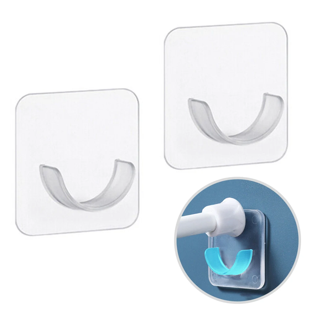 2Pcs Curtain Rod Holder Telescopic Pole Support Punch-free Household Adjustable Rod Holder Clothes Drying Fixing Bracket