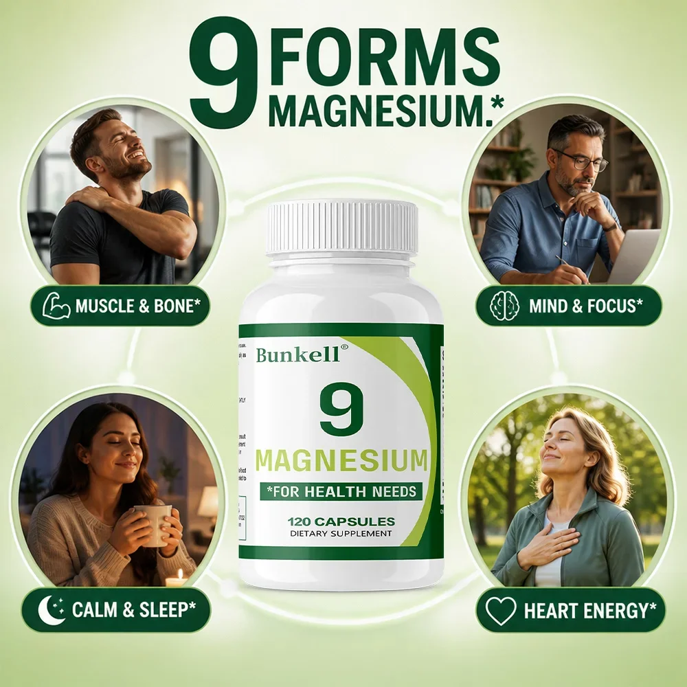 9 in 1 Magnesium Complex, Support Bone Muscle Health, Improve Nerve & Brain Function
