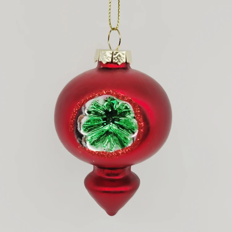 Christmas ornament glass pendant 6cm reflective red single pointed