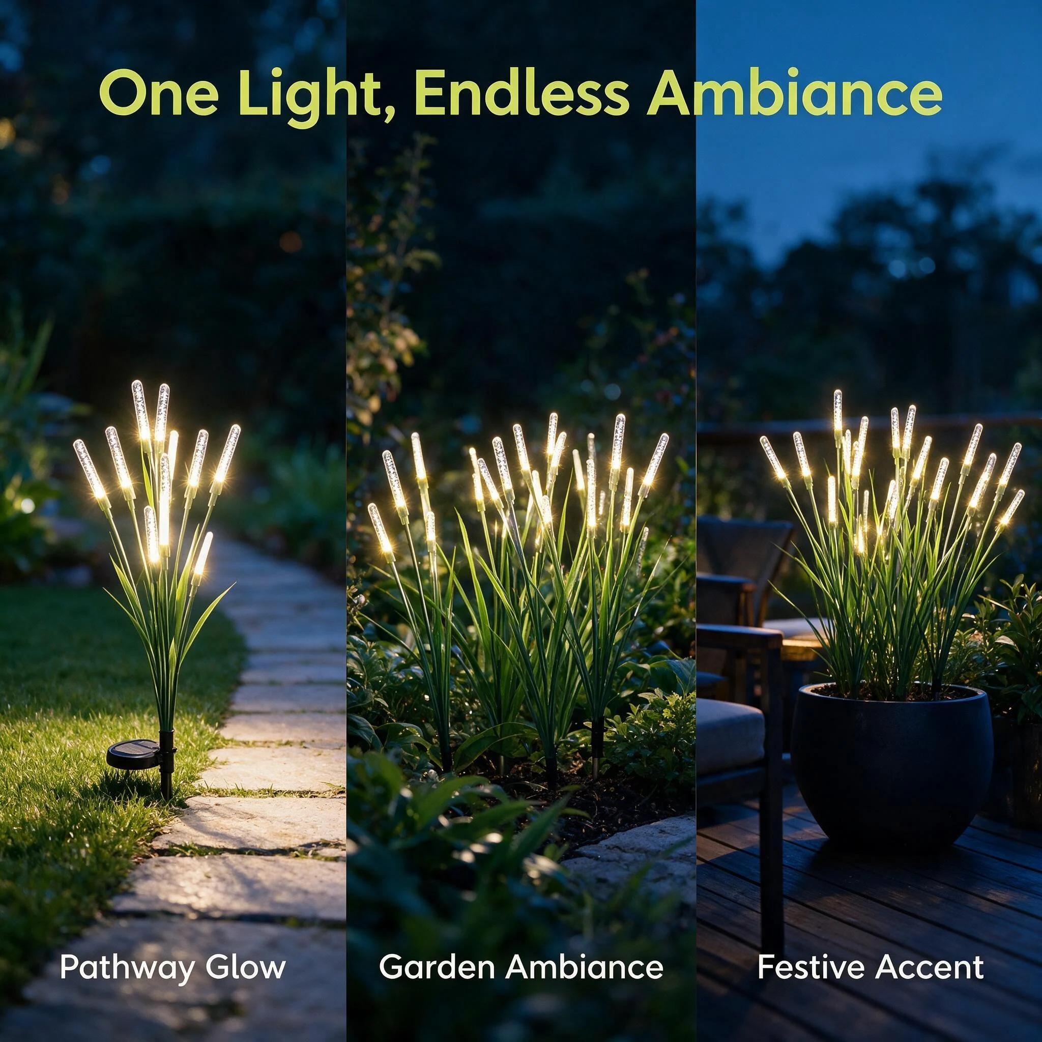 3PCS of Solar Bubble Reed Garden Lights, Outdoor Waterproof LED Path Lights, Courtyard Terrace Garden Decorative Lights, Holiday Gifts