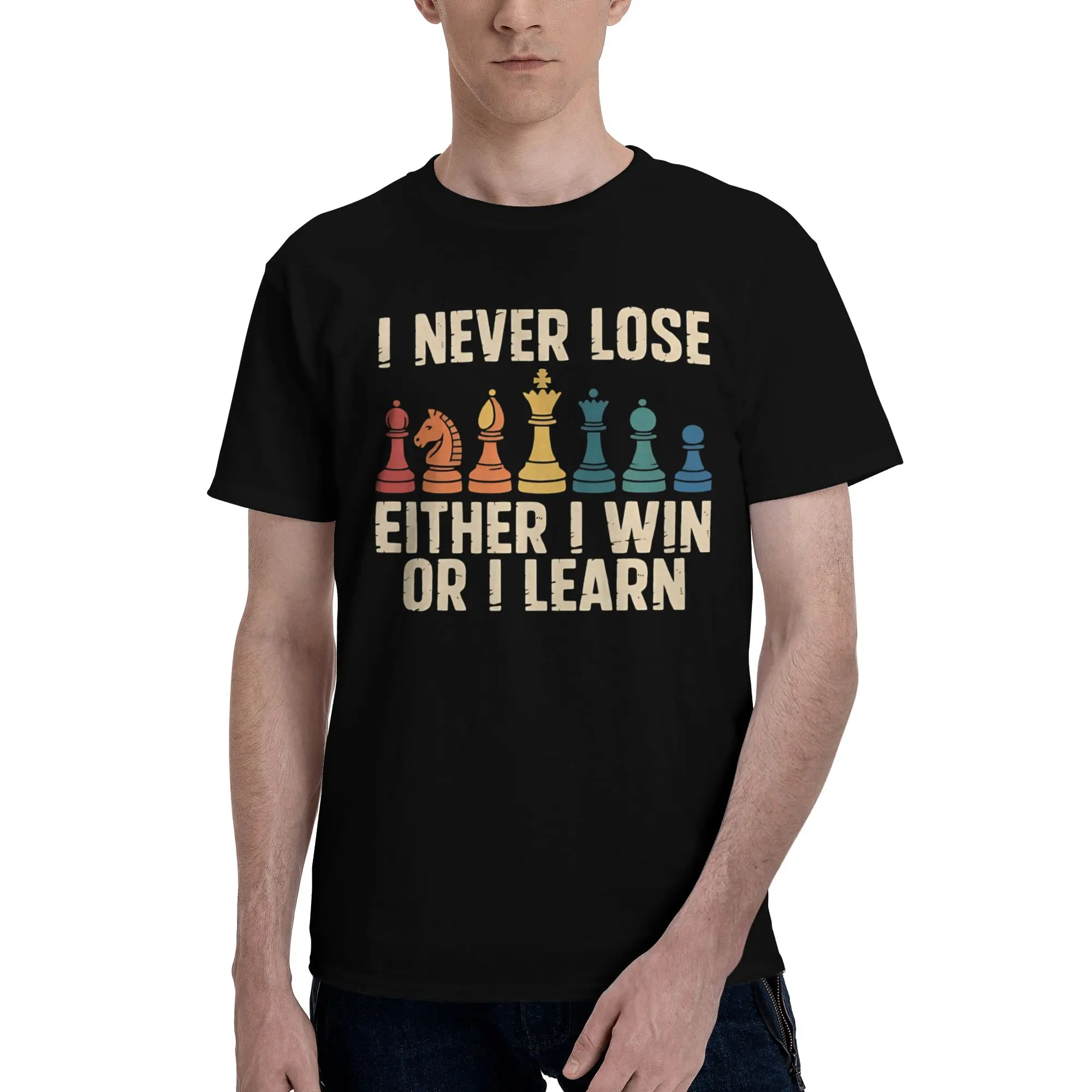 'I Never Lose' Chess Tee - Win or Learn Motto | Premium Cotton T-Shirt for Chess Players thumbnail 2