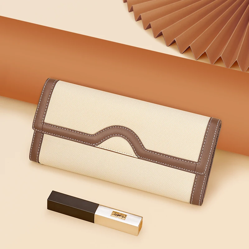 Dompet panjang kasual wanita, tas genggam modis, tas ponsel multifungsi, tas kartu
