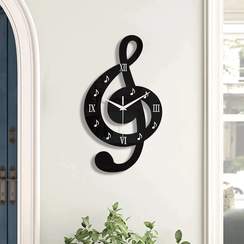 Modern music Roman numeral notes acrylic wall clock silent clock suitable for living room bedroom office decoration clock