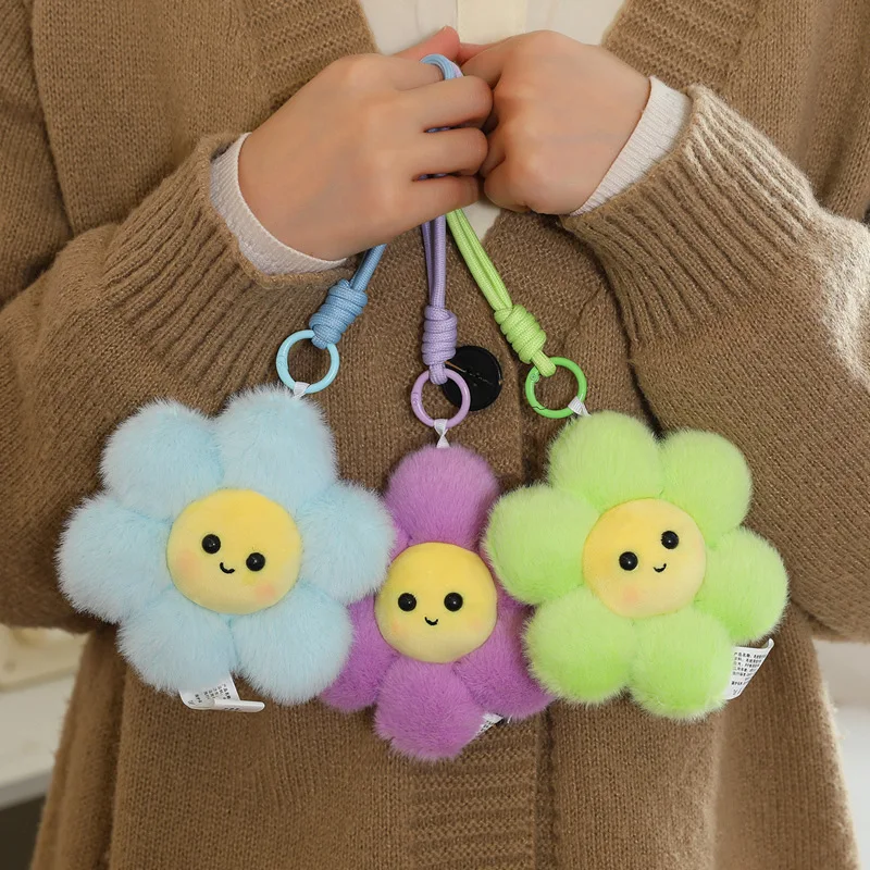 Portachiavi in peluche con fiore carino da 12 cm, portachiavi con girasole morbido farcito, zaino/chiavi in 12 colori