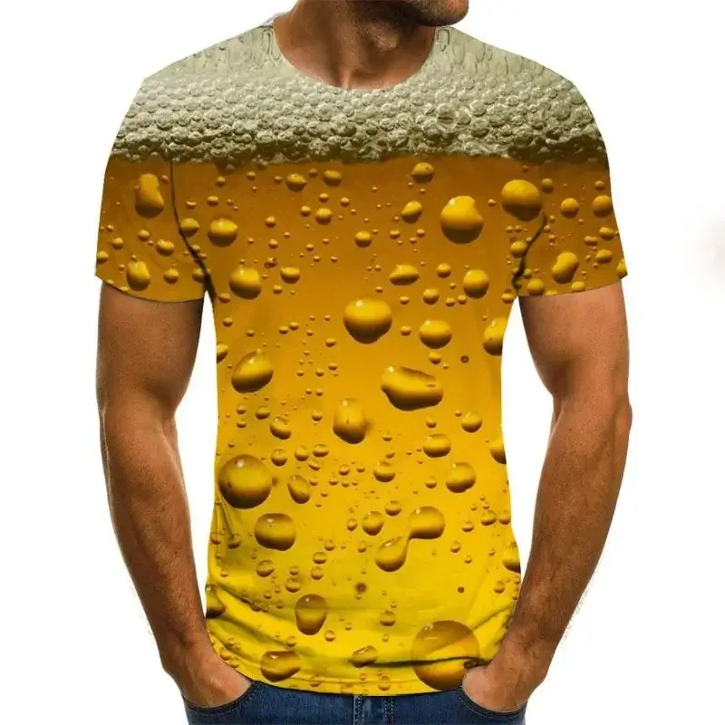 

Men's Custom Short Sleeve T-shirt, Casual Tops, Extra Large Custom Tops, 3D Beer Printing, Beach Vacation, Summer