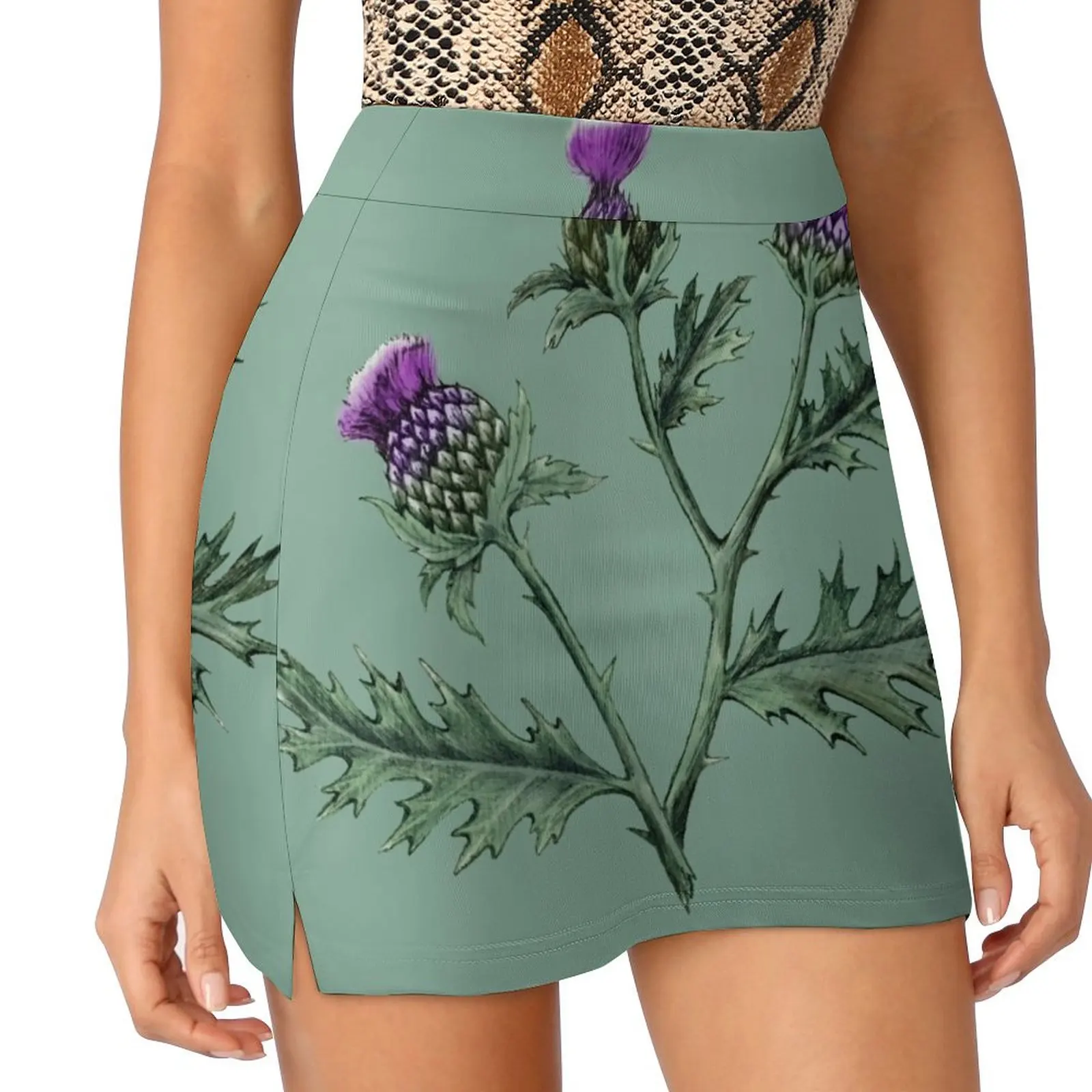 

Thistle on Sage green Mini Skirt summer clothes night club outfit