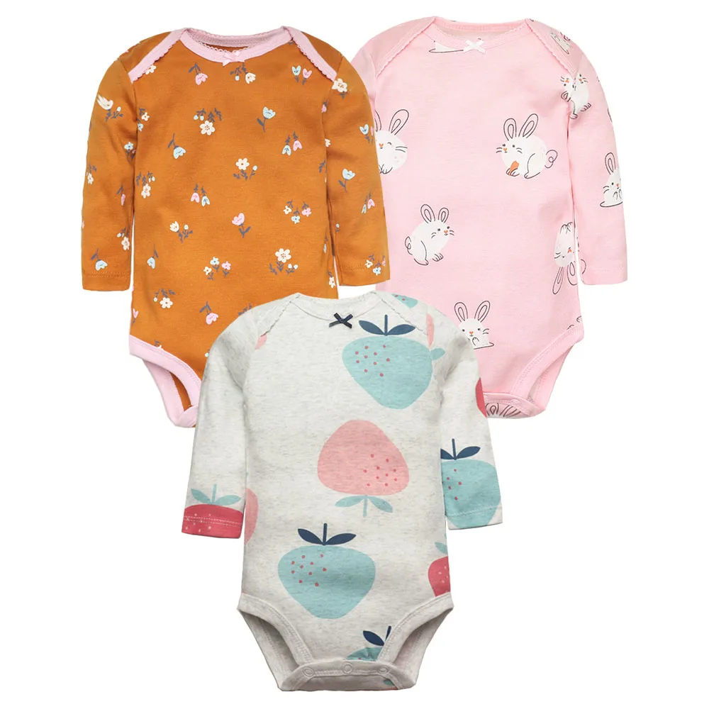 3PCS/LOT Baby Bodysuits Autumn Top Quality Baby Girl Boy Clothes 100% Cotton Long Sleeve Underwear Infant Baby Jumpsuit 0-24M