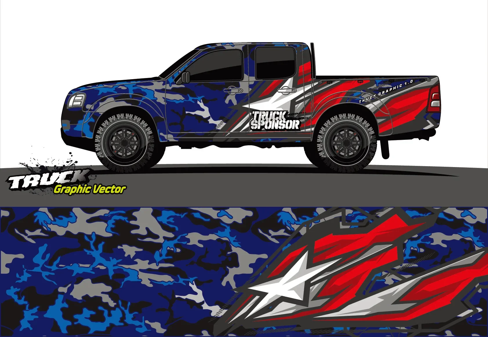 Blue Camouflage Print Car Full Wrap Sticker Car Decal Decorative Body Racing Graphic Decal Vinyl Wrap Modern Design Width 58cm