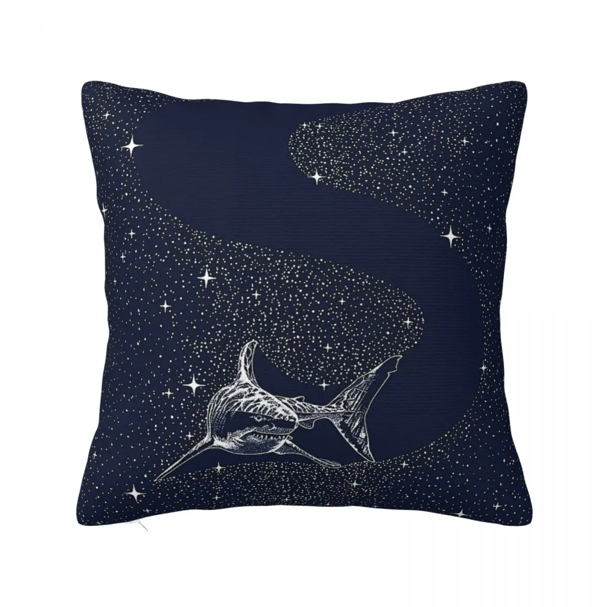 Space Starry Shark Square Pillow Square Pillow White Square pillow