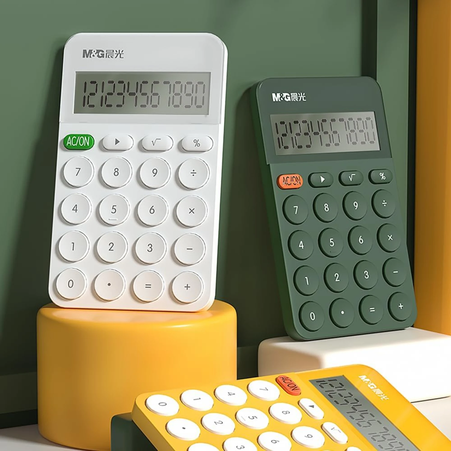 M&G Desk Calculator 12 Digit Calculator with Large LCD Display and Buttons, Automatic Sleep, Portable Cute Calculator for School