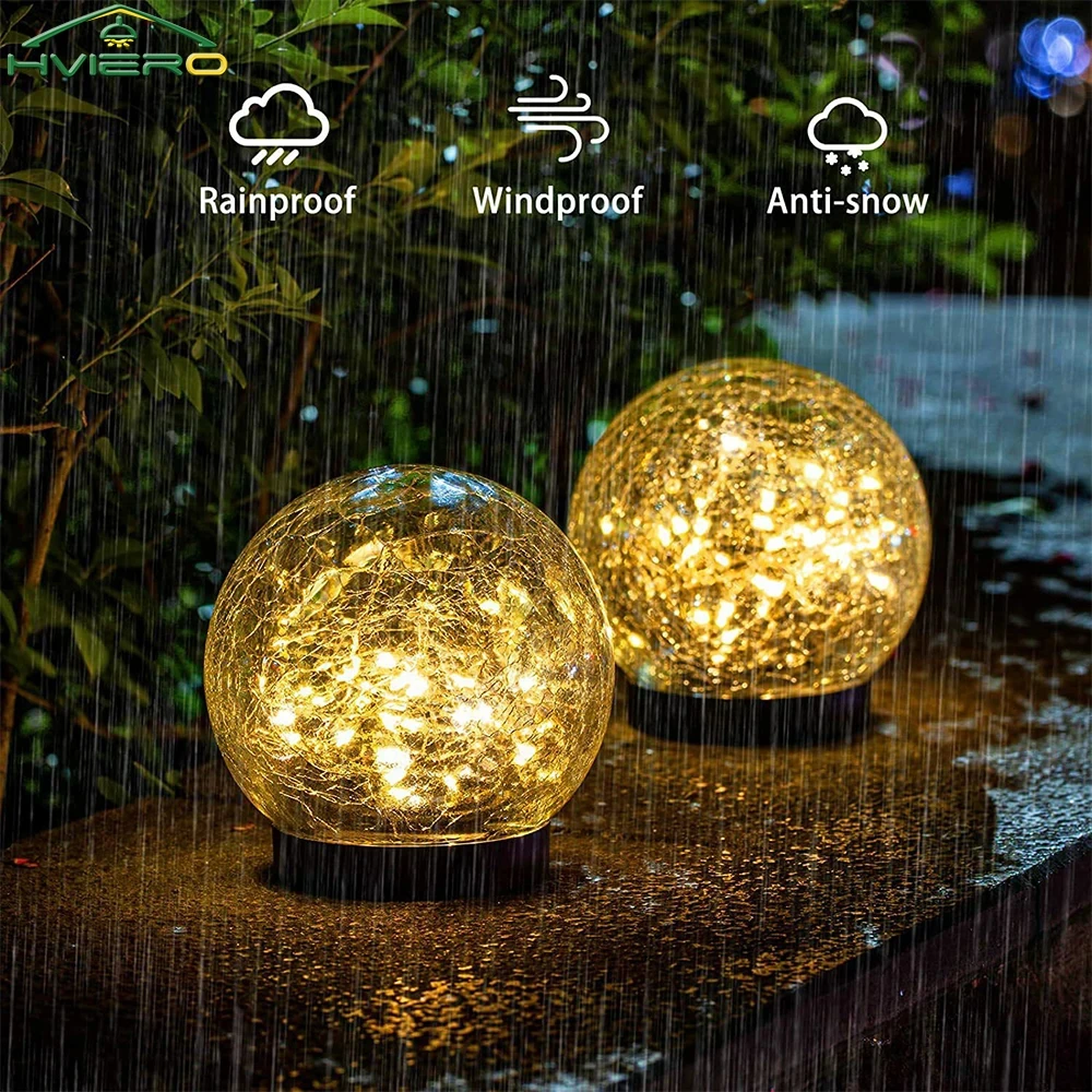 

Crack Glass Ball Lights LED Solar Outdoor Waterproof Buried Garden Courtyard Lawn Atmosphere Layout Decoration Christmas Lamps