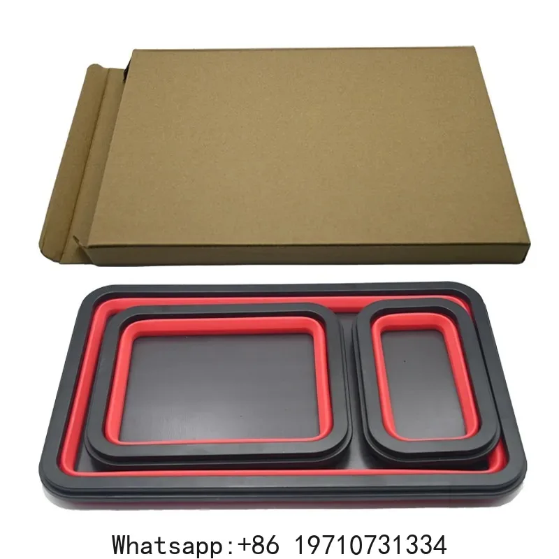 3Pcs Collapsible  Parts Set 3 Size Silicone Foldable  Screw Storage Tray Magnetic organizer Tool