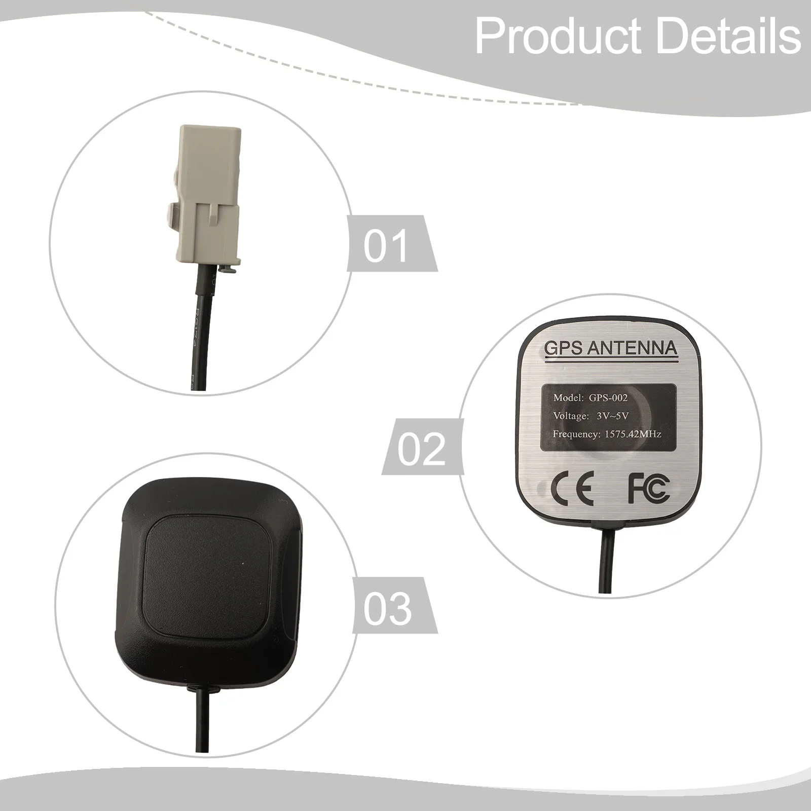 

GPS Antenna Active Antenna For Car Navigation Anti-corrosion Center Frequency 1575.42 MHz High Universality Fitment