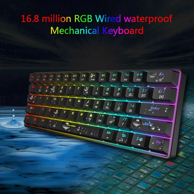 

60% RGB Mechanical Keyboard 61 Keys USB for Gateron Optical Hot Swappable Full RGB Type-C Gaming Keyboard Dropship