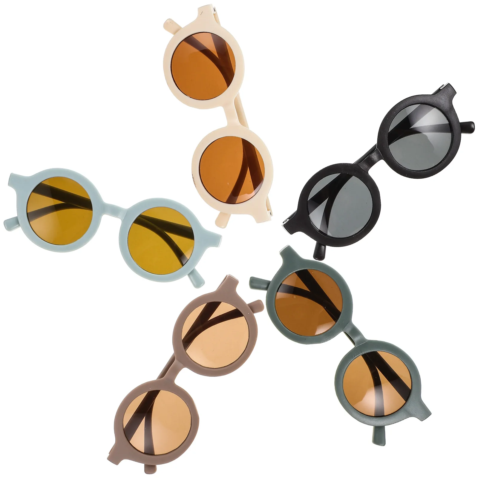 

5pcs Kids Sunglasses Candy Color Round Frame UV400 Children Party Accessories Lightweight Photo Props for Boys Girls