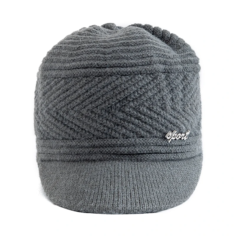 Chapéus masculinos casuais de inverno, mantenha quente o gorro, aba esportiva masculina, chapéus de malha, novo