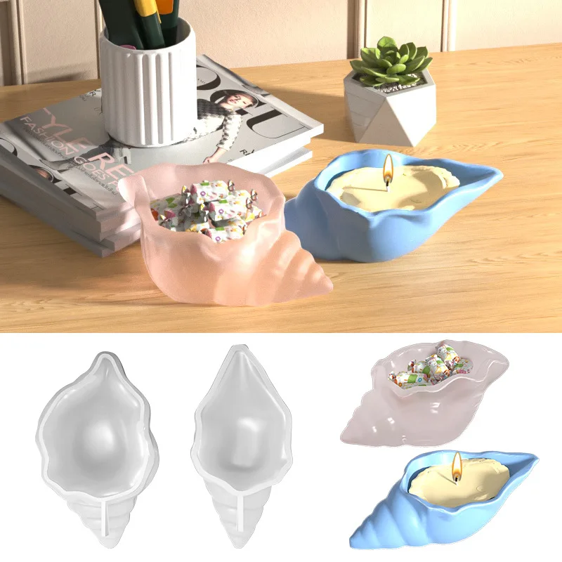 แม่พิมพ์ซิลิโคนรูปหอยเชลล์กล่องเครื่องประดับกระถางดอกไม้ DIY ขนาดเล็กเครื่องประดับทำมือสำหรับบ้านตั้งโต๊ะ