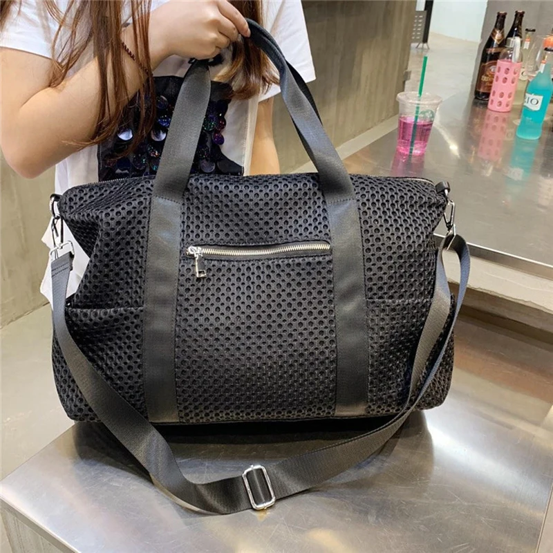 Women\'s Crossbody Mesh bags Portable short distance business trip shoulder bag Casual large capacity travel bag for men women