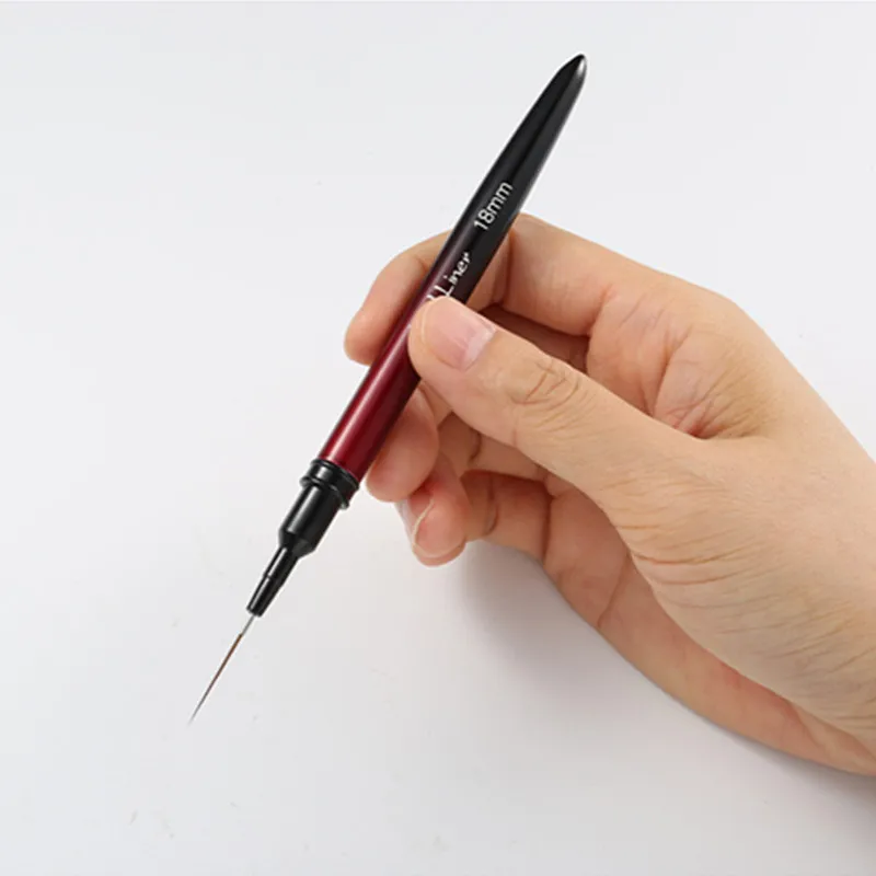 1/6 قطعة 6/9/12/15/18/25 مللي متر مسمار الفن بطانة فرش هلام فرشاة الأظافر هلام مسمار البولندية اللوحة فرشاة الرسم مسمار الفن تصميم فرشاة القلم #4