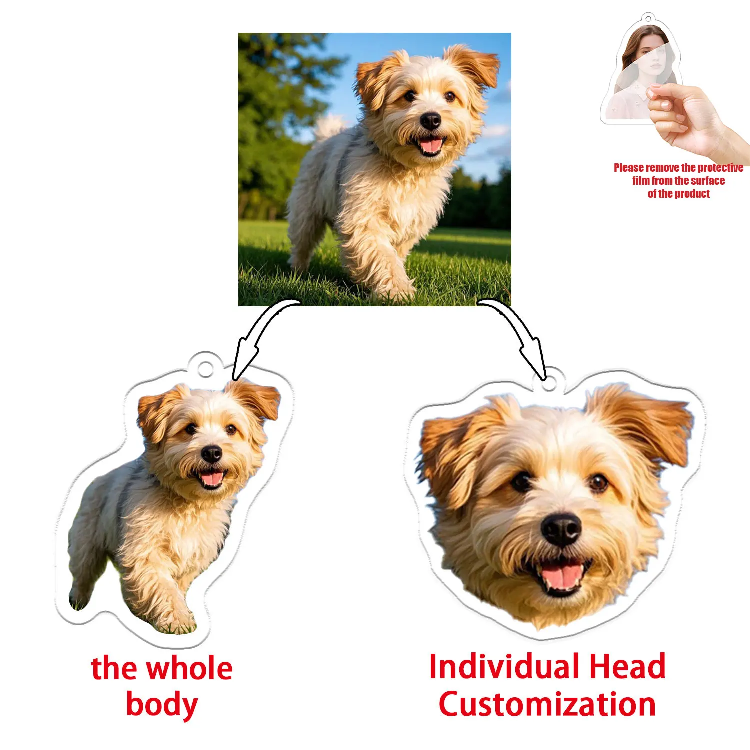 1pc/3pcs Customized photo keychains, backpack pendants, acrylic car keychains, couples, friends, pets, photo personalization, do