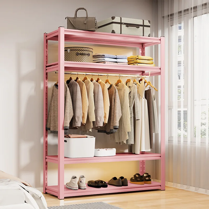 Customized. Shelf Wardrobe Stainless Steel Accessories Clothesline Pole Open Clothes Rack Floor Simple Assembly Indoor Wardrobe