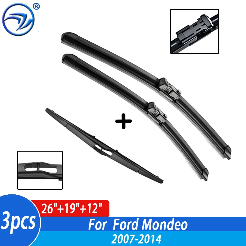 Wiper Front & Rear Wiper Blades Set For Ford Mondeo 2007 08 09 10 11 12-2014 Windshield Windscreen Front Rear Window 26