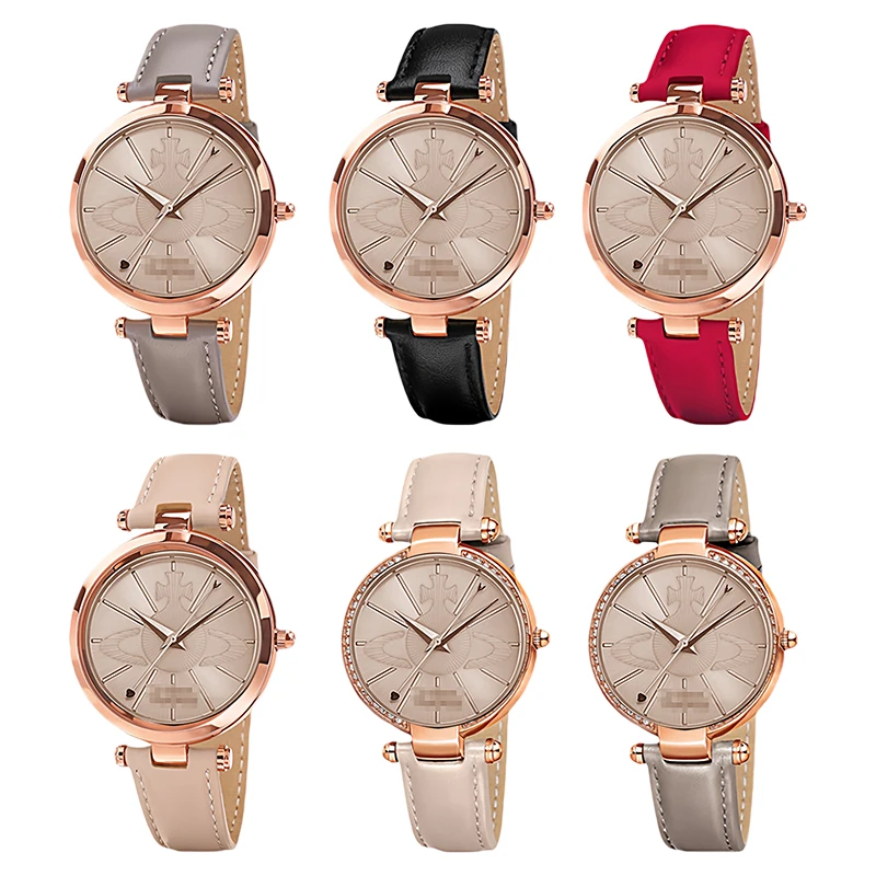 Notch leather watch band for Vivienne Westwood Women replace wristband Genuine Leather Watch Strap 18x10mm with Butterfly buckle