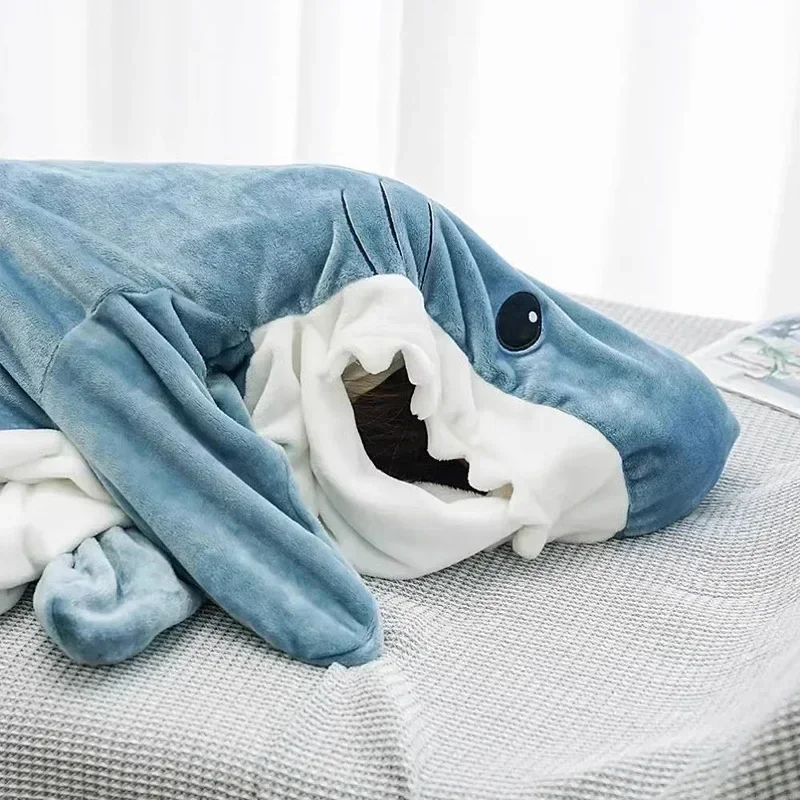 One Piece Shark Winter Sleepwear Bag Pajamas Set Women\'s Christmas Sleepwear for Sleeping Loungewear for Adult Onesie Blanket