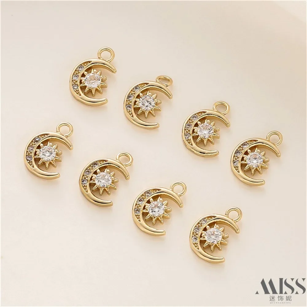 

14K Gold Color-preserving Zircon Star Moon Pendant, DIY Accessories, Handmade Bracelets, Necklaces, Jewelry, Charm Pendants.