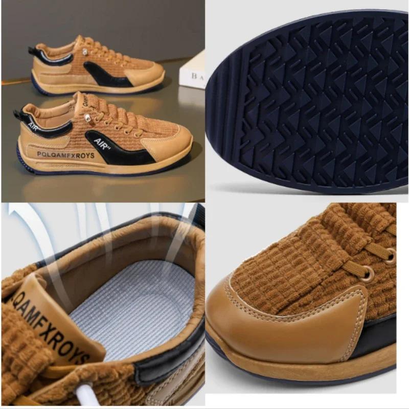 Baskets à lacets en velours côtelé respirant pour hommes, chaussures de course décontractées, maille, sport, designer