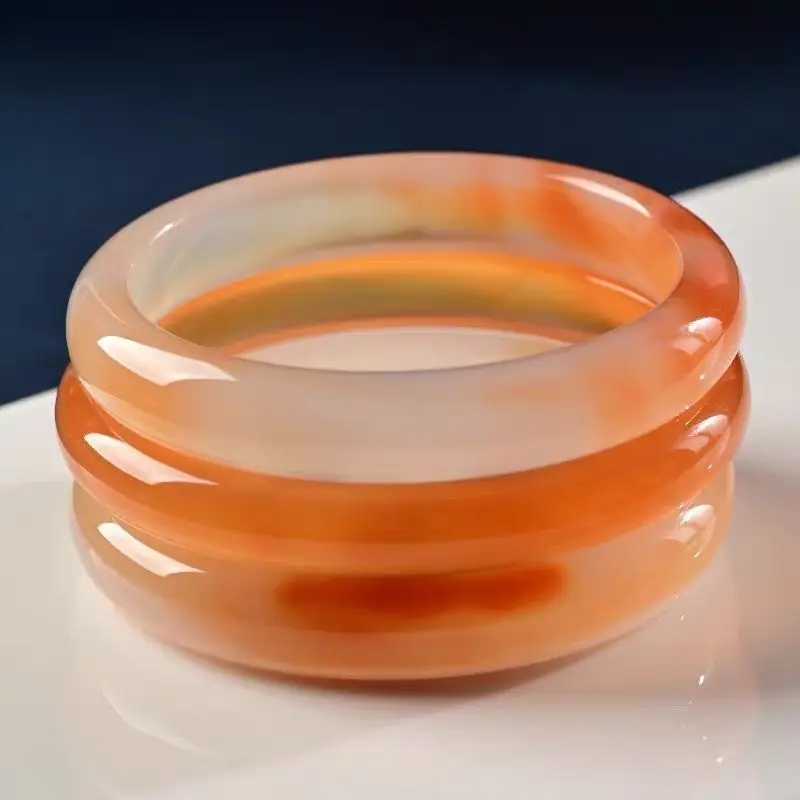 

Live broadcast of source of goods natural ice agate sunset beautiful color chalcedony bracelet female honey rock candy snow pear