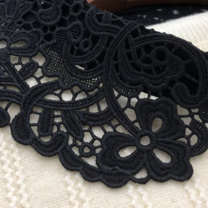 블랙/화이트 속이 비치는 자수 셔츠 여성용 정장용 가짜 칼라 탈부착 가능한 라운드 넥 셔츠 탈부착 가능한 칼라 장식용