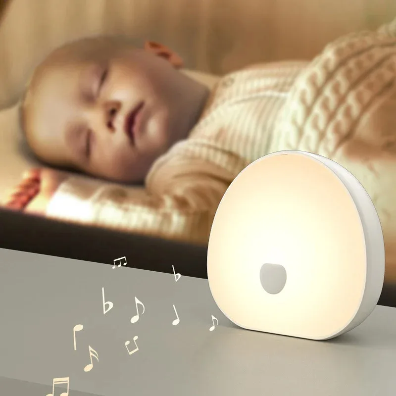 Sleep White Noise Machine with Soothing Sound Touchable Rechargeable LED Night Light Relaxing Audio & Sleep Lamp for Baby.
