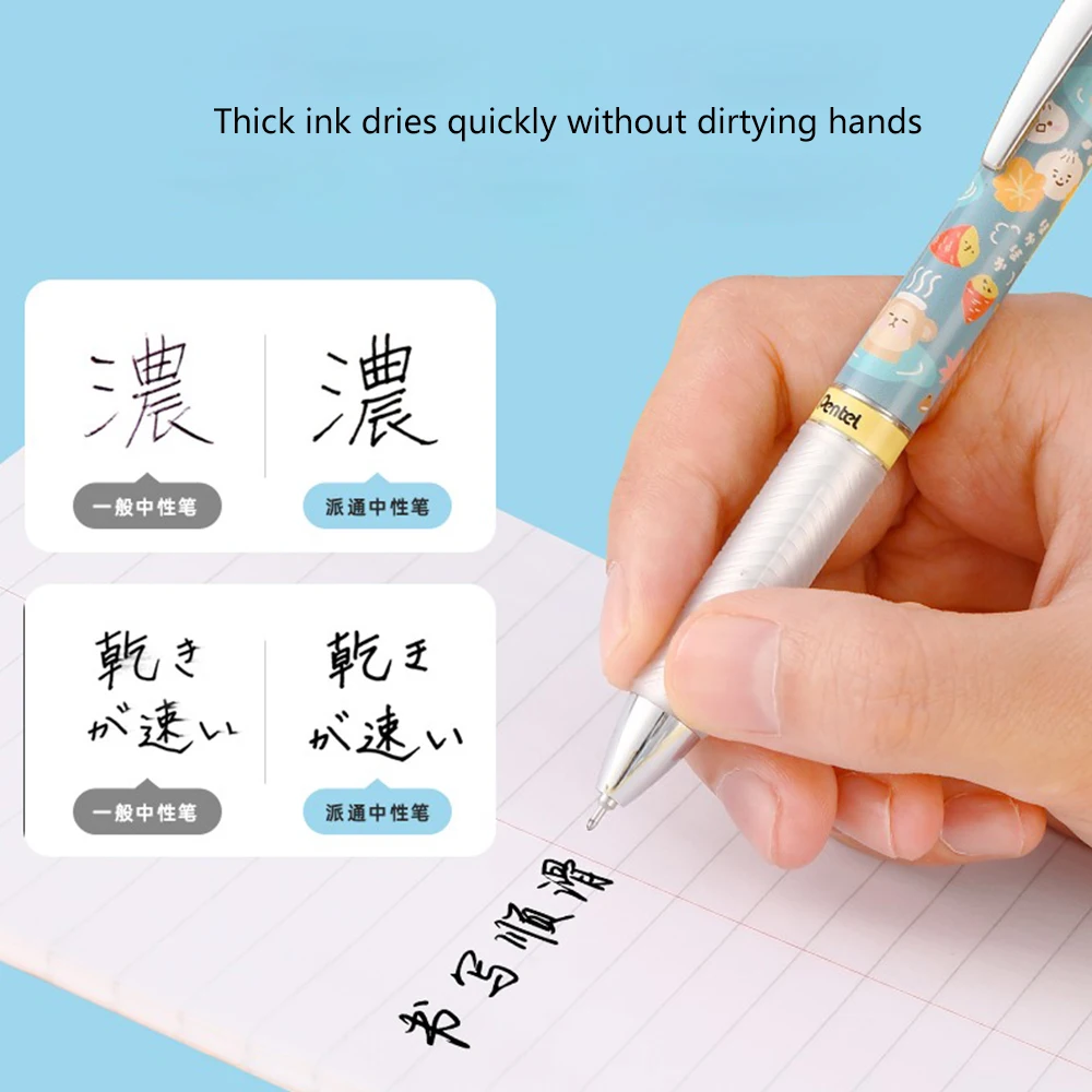6pcs/set Japan Pentel Gel Pens Kawaii Limited BLN75 Black Pen ENERGEL Quick Drying Large Capacity 0.5mm School Supplies