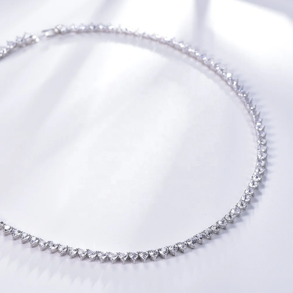 Kirin Silver Jewelry Factory 5a Cz Tennis Chain 925 Sterling Silver 3mm 4mm Necklace 16 Inch Tennis Chain Necklace