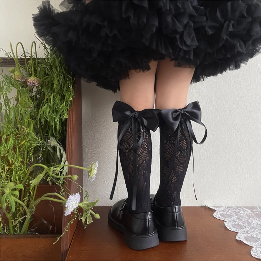 Ruban à nœud en dentelle, belle princesse vent fille enfants bébé étudiant tube pile chaussettes.