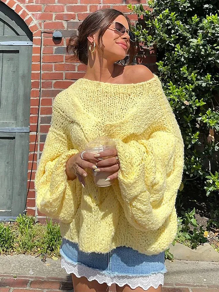 Fashion Solid O Neck Sweater for Women Casual Long Sleeve Female Oversize Pullover 2025 Autumn New Lady Knitting Top High Street