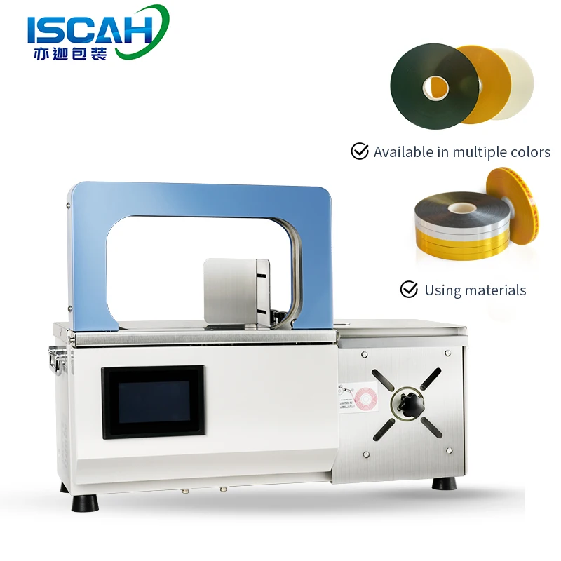 

ISCAH ODM Automatic Medical Banding Film PE Coated Paper Table Top Screen Strapping Machine For Small Business Production Line